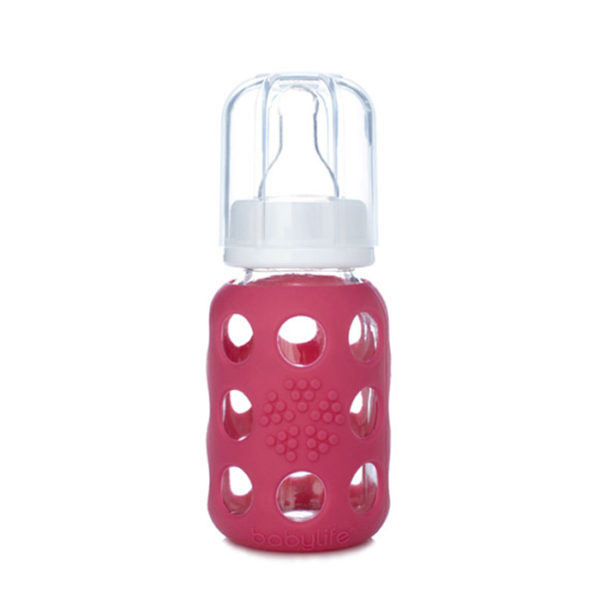 Weego Baby Glass Bottles (BPA-Free) 4oz - Raspberry